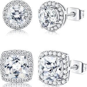TNA 18K White Gold Plated Brilliant Cut Earrings-S